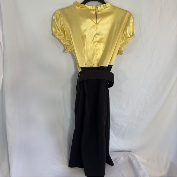 Pride & Joy Yellow Black Dress Belted Wiggle Pencil Rockabilly Sz 10 Viva - Picture 3 of 9